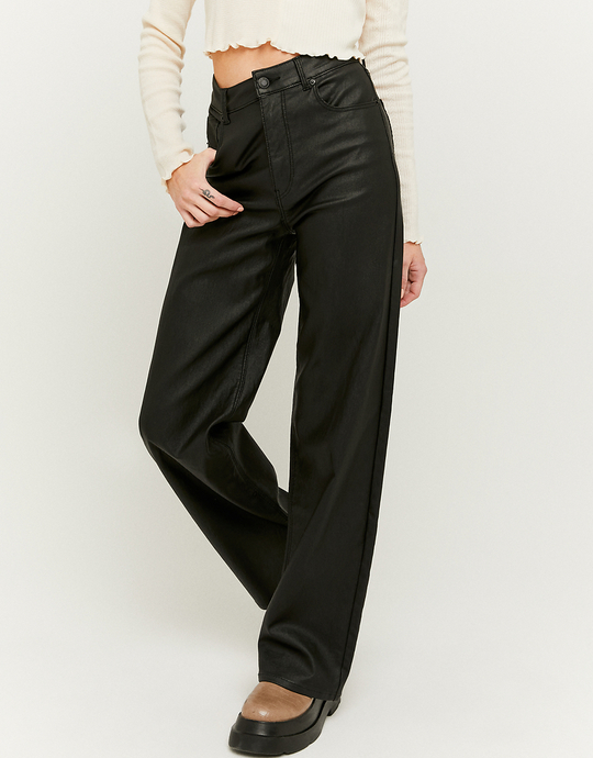 Pantalon Noir Taille Haute Jambe Large | TALLY WEiJL