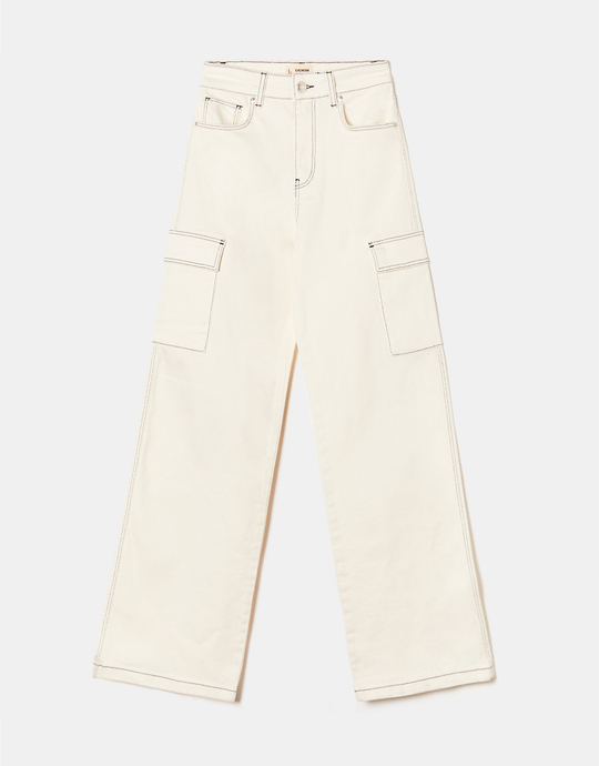 Beige High Waist Cargo Trousers | TALLY WEiJL