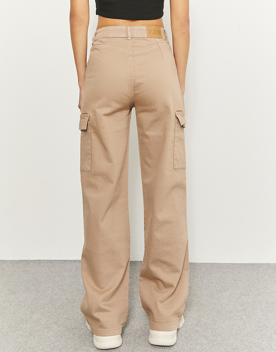 Pantaloni Cargo A Vita Alta Beige | TALLY WEiJL