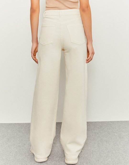 Weiße High Waist Wide Leg Hose | TALLY WEiJL