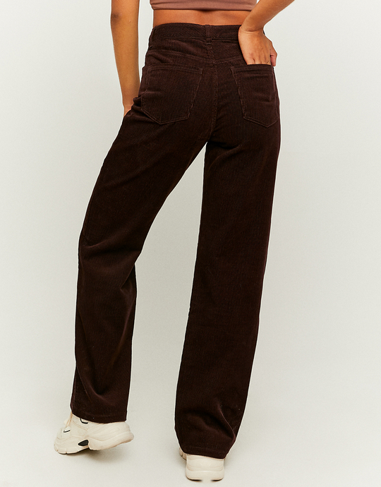 Pantaloni Larghi A Vita Alta In Velluto Viola | TALLY WEiJL