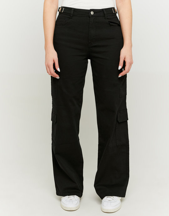 Black High Waist Wide Leg Trousers | TALLY WEiJL