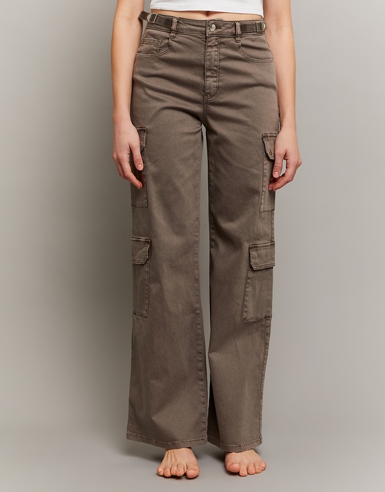 Braune High Waist Wide Leg Hose | TALLY WEiJL