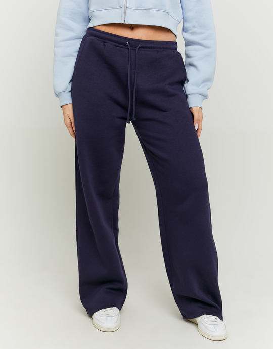 Blue Wide Leg Basic Joggers | TALLY WEiJL