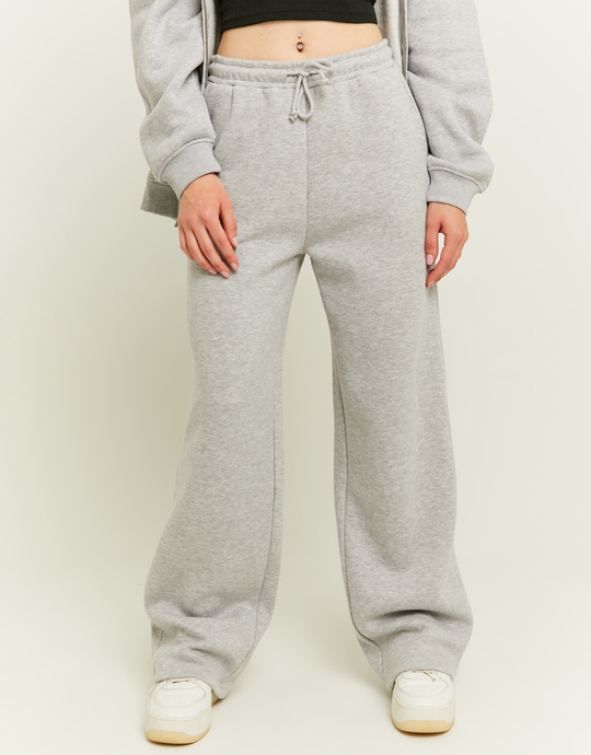 Grey Wide Leg Basic Joggers | TALLY WEiJL