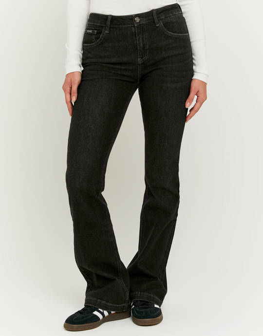 Black Mid Waist Bootcut Jeans | TALLY WEiJL
