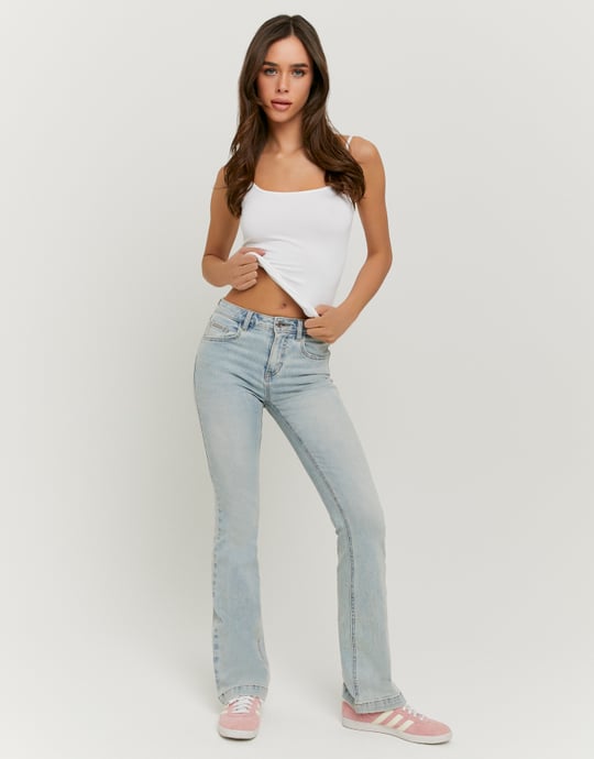 Light Blue Mid Waist Bootcut Jeans | TALLY WEiJL