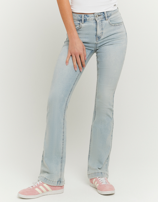 Light Blue Mid Waist Bootcut Jeans | TALLY WEiJL