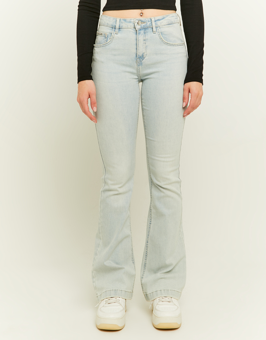 Light Wash Mid Waist Bootcut Jeans | TALLY WEiJL