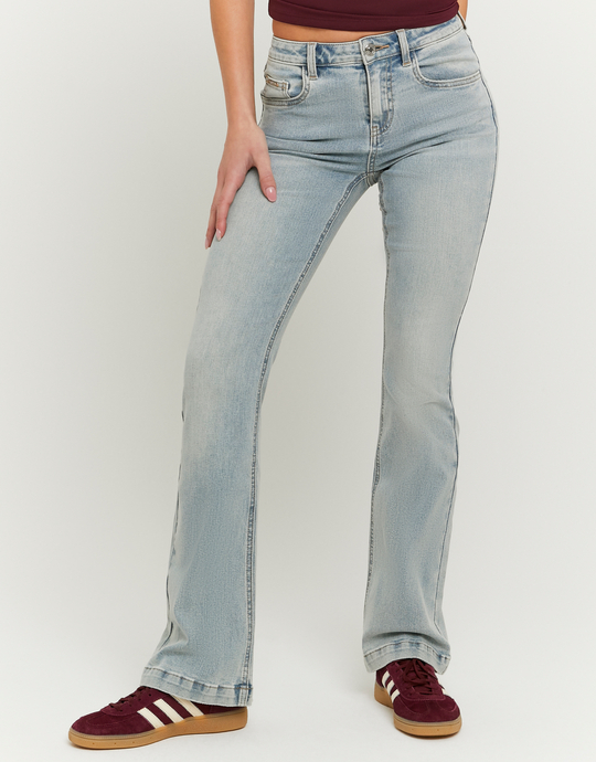 Blue Mid Waist Bootcut Jeans | TALLY WEiJL