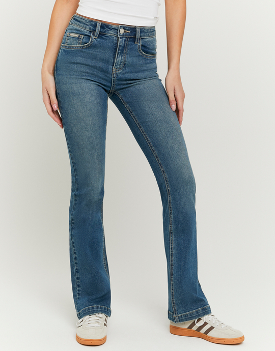 Blue Mid Waist Bootcut Jeans | TALLY WEiJL