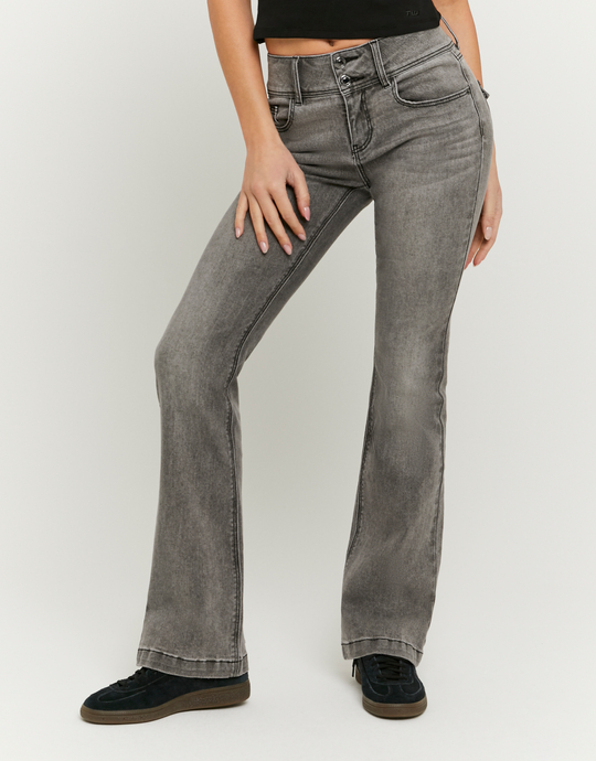 Grey Mid-Waist Bootcut Jeans | TALLY WEiJL