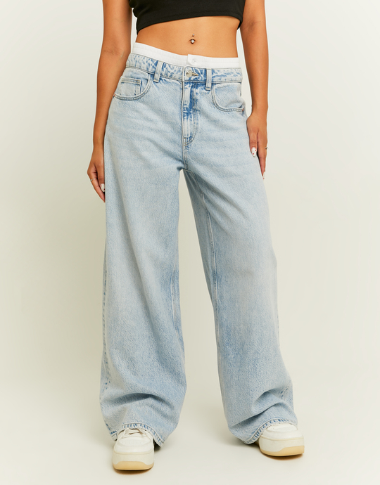 Light Blue Baggy Jeans with Boxer Waistband | TALLY WEiJL