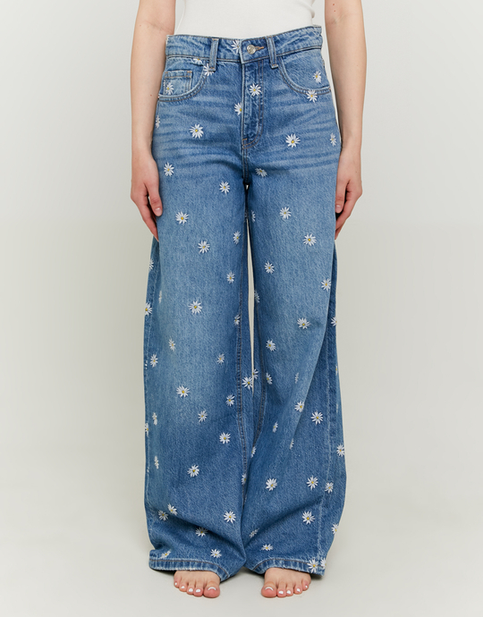 Baggy-Jeans mit Blumenstickereien | TALLY WEiJL