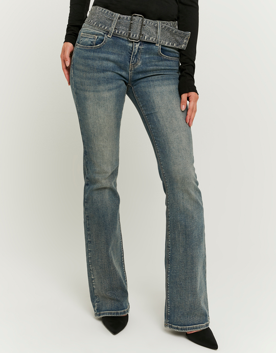 Jeans Bleu Bootcut Taille Basse avec Ceinture | TALLY WEiJL