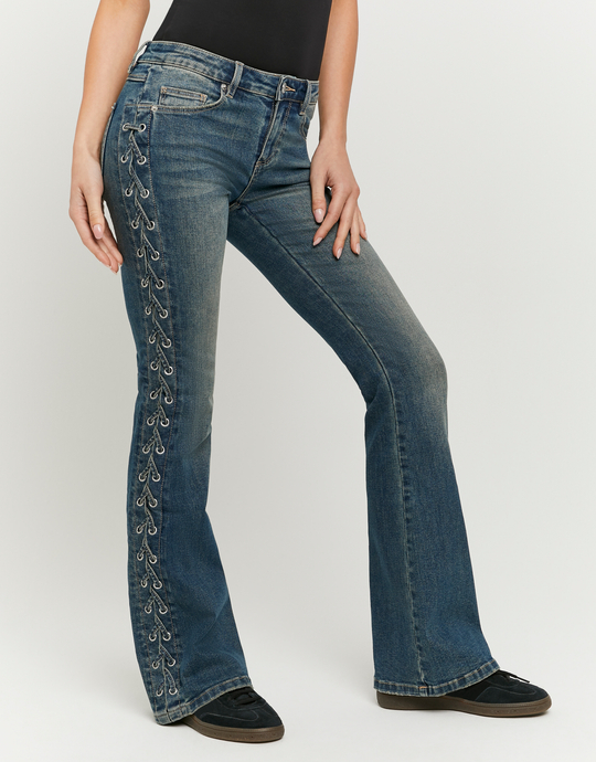 Jeans bootcut blu con lacci laterali | TALLY WEiJL