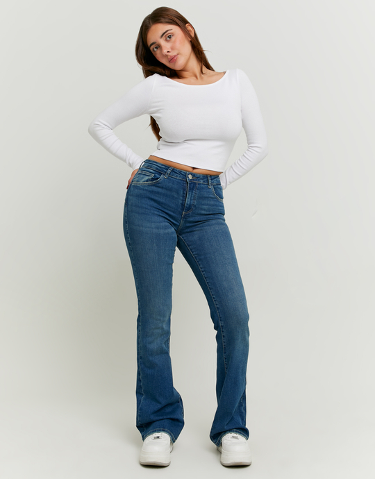 Dark Blue Push Up Flare Jeans | TALLY WEiJL