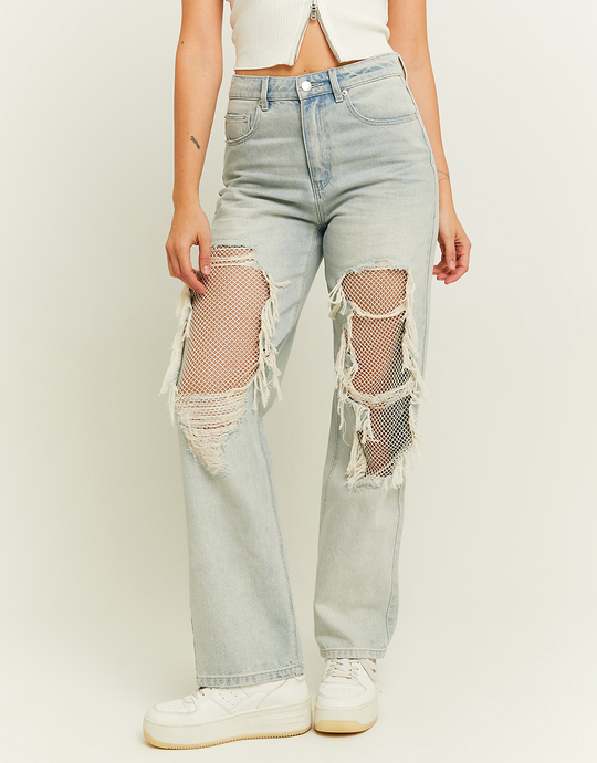 Helle Straight Leg Jeans mit Destroyed-Effekten | TALLY WEiJL
