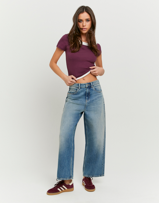 Blaue Mid Waist Barrel Jeans | TALLY WEiJL