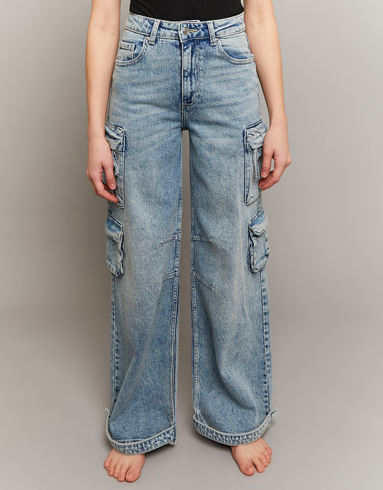 High Waist Cargo Wide Leg Stretch Jeans | TALLY WEiJL