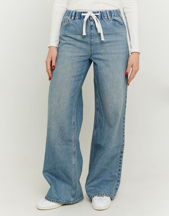 Baggy blue jeans tied at waist | TALLY WEiJL