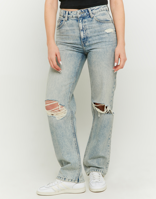 Light Wash High Waist Straight Leg Jeans | TALLY WEiJL