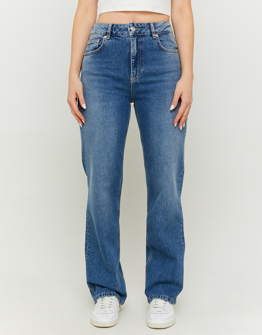 Blue High Waist Straight Leg Jeans | TALLY WEiJL