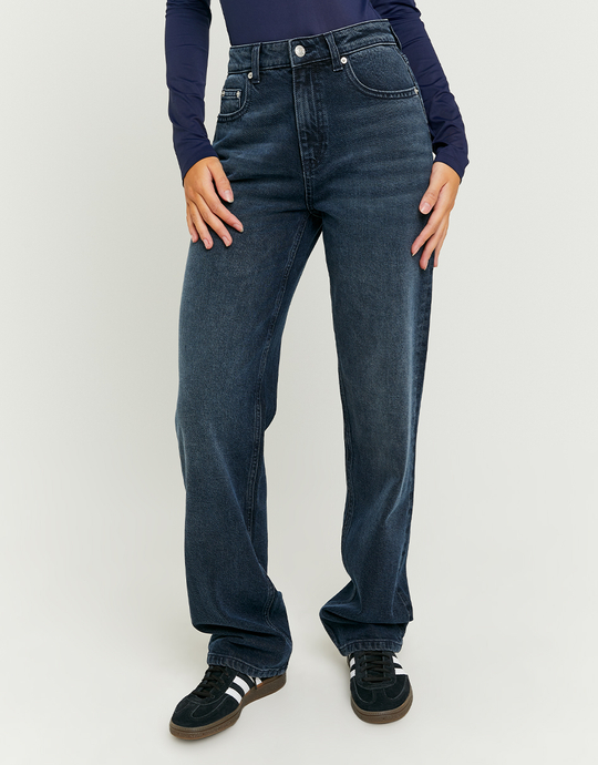 Blue High Waist Straight Leg Jeans | TALLY WEiJL