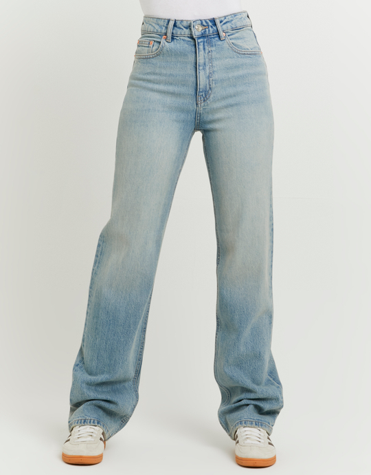 Light Blue High Waist Straight Leg Jeans | TALLY WEiJL