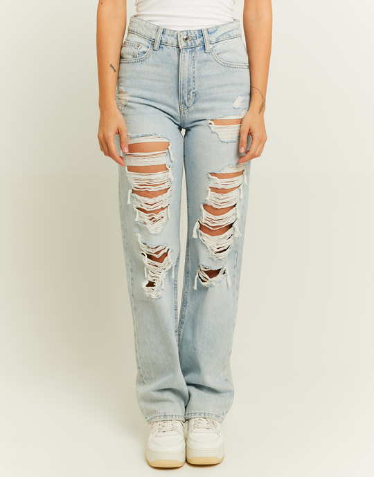High Waist Straight Leg Jeans mit Destroyed-Details | TALLY WEiJL