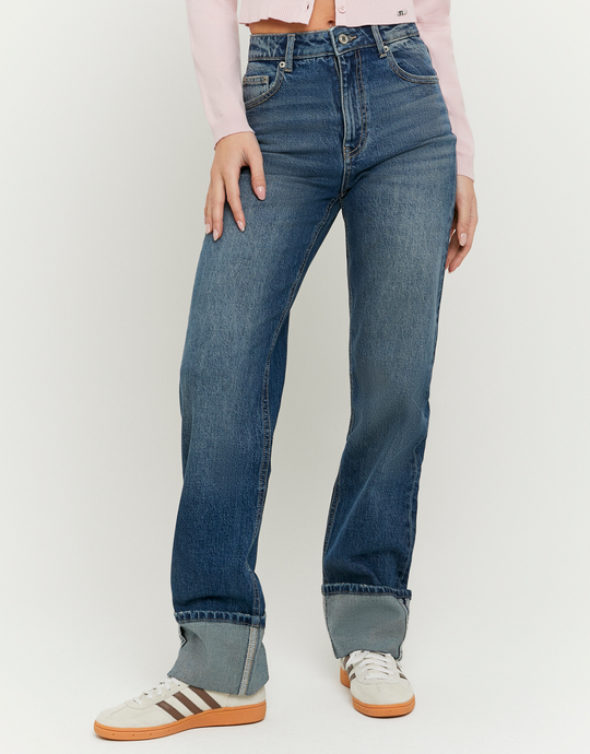 Blue High Waist Straight Jeans | TALLY WEiJL