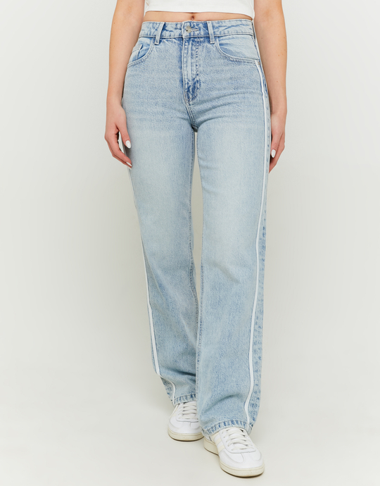 Jeans Straight Leg a Vita Alta con Bande Laterali | TALLY WEiJL