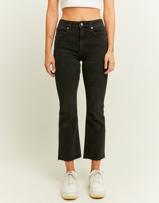 Jean Cropped Flare Noir Taille Haute | TALLY WEiJL