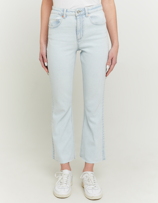 Light Blue High Waist Cropped Flare Jeans | TALLY WEiJL