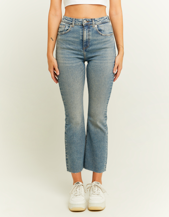 Jean Cropped Flare Bleu Taille Haute | TALLY WEiJL