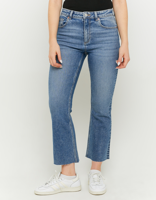 Blaue High Waist Cropped Flare Jeans | TALLY WEiJL