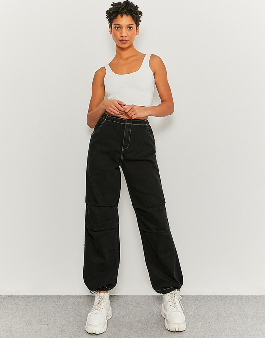 Schwarze High Waist Parachute Hose | TALLY WEiJL