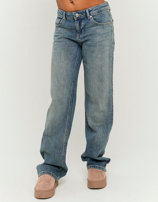 Jeans a Gamba Dritta a Vita Bassa Blu | TALLY WEiJL