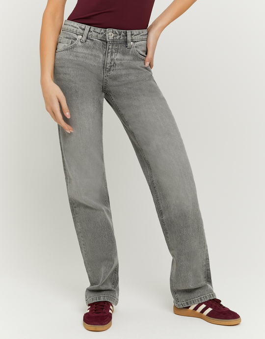 Graue Low Waist Straight Leg Jeans | TALLY WEiJL
