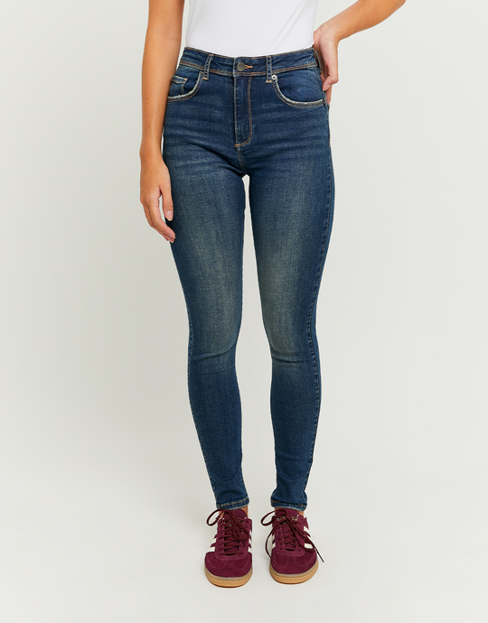 Jean Skinny Push-Up Bleu Foncé Taille Mi-Haute | TALLY WEiJL