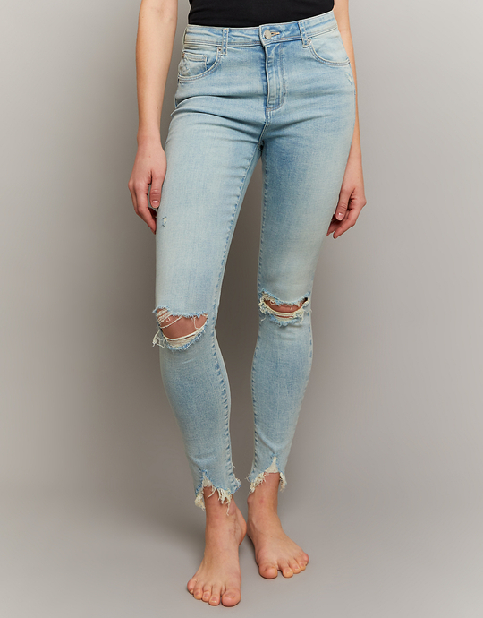 Light Blue Mid Waist Skinny Push Up Jeans | TALLY WEiJL