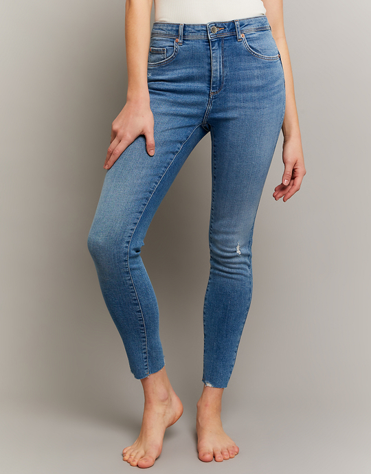 Blue Mid Waist Skinny Push Up Jeans | TALLY WEiJL