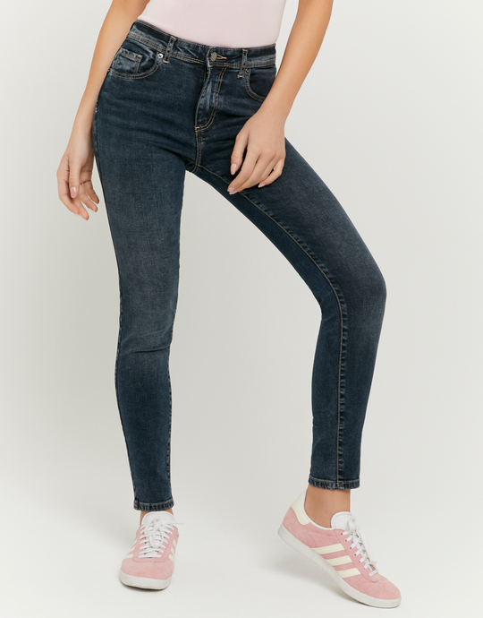 Blaue Mid Waist Skinny Jeans | TALLY WEiJL