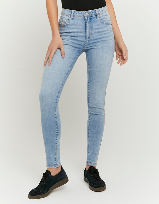 Blaue Mid Waist Skinny Jeans | TALLY WEiJL