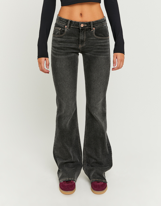 Black Low Waist Flare Jeans | TALLY WEiJL
