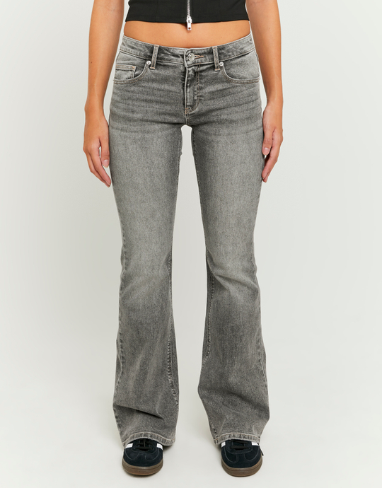 Grey Low Waist Flare Jeans | TALLY WEiJL