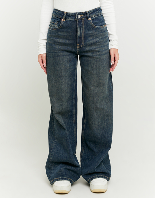 Dunkelblaue High Waist Wide Leg Jeans | TALLY WEiJL