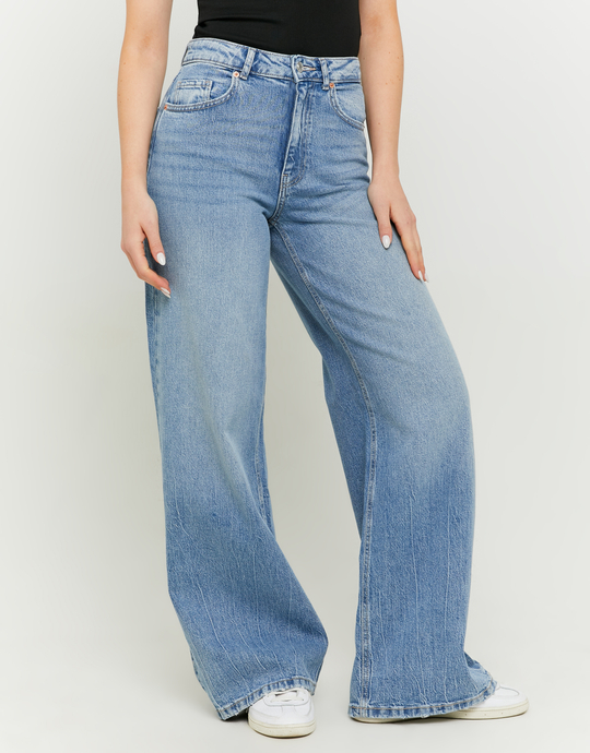 Blue High Waist Wide Leg Jeans | TALLY WEiJL