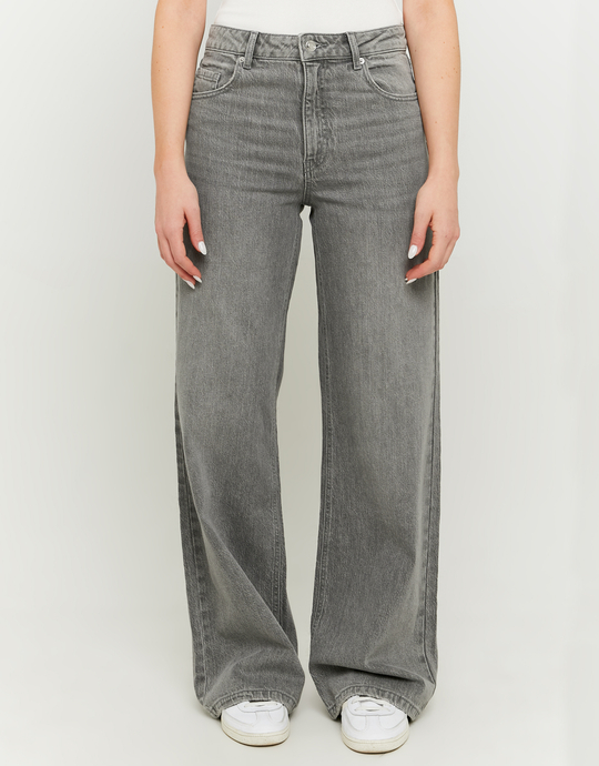 Grey High Waist Wide Leg Jeans | TALLY WEiJL