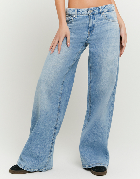 Blue Mid-Waist Wide-Leg Jeans | TALLY WEiJL